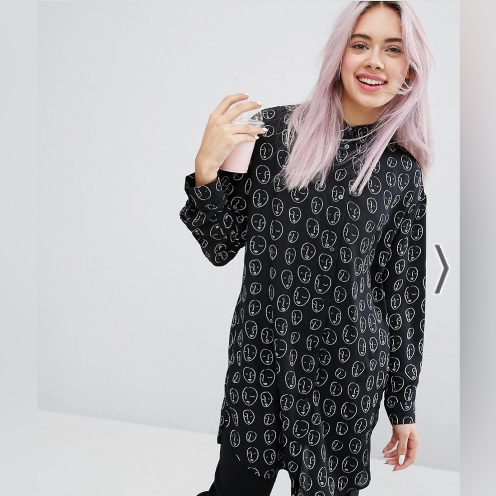 Monki Face Print Shirt